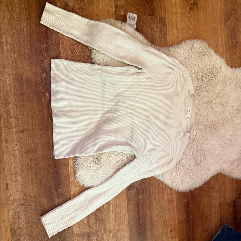 White Long Sleeve Ribbed Top